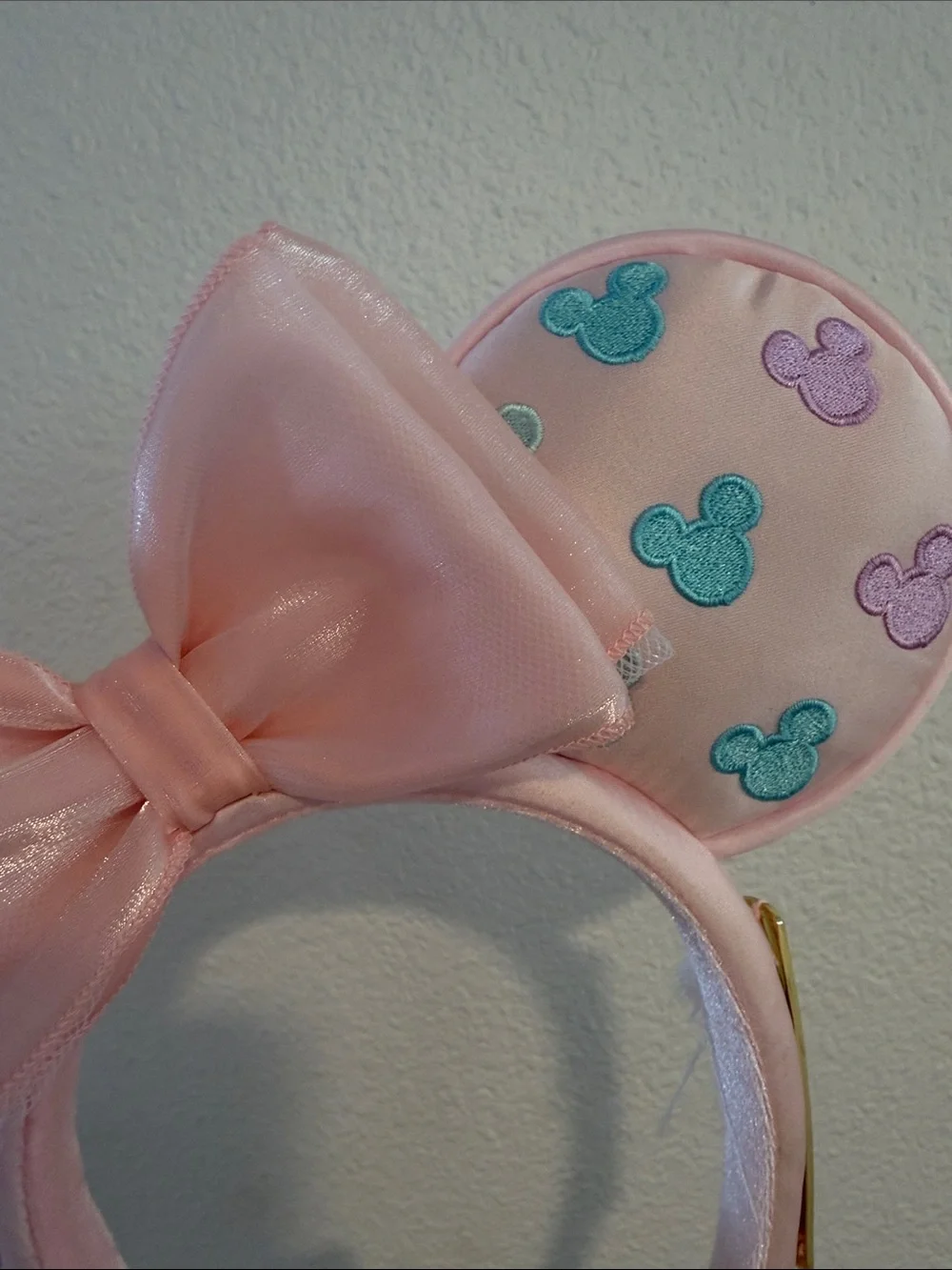 Stoney Clover Lane Disney Pastel Pink Mouse Ear Headband with Sheer Bow